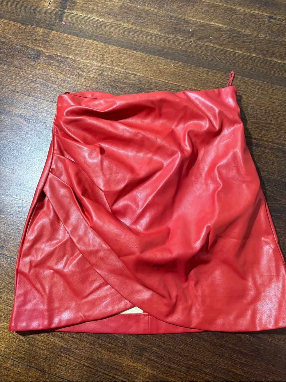 Zara Red Faux Leather Mini Skirt Size Medium